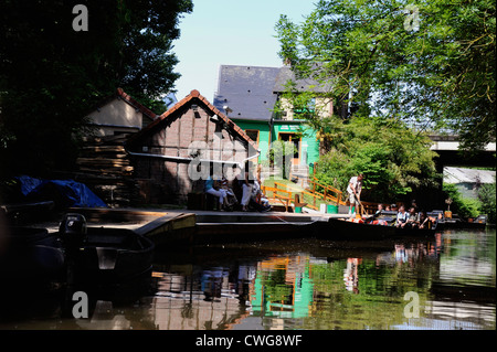 Les Hortillonnages,barque un cornet,Amiens,Somme,Picardie,Francia Foto Stock