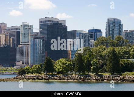 Il centro di Vancouver. Vista dal Parco di Stanley. Foto Stock