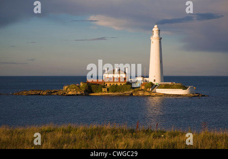 St Mary's faro, Whitley Bay, Northumberland, Inghilterra Foto Stock