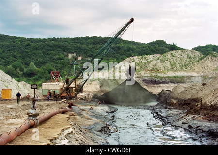 Industria mineraria di ambra mietitrebbia in Jantarny (Palmnicken), Kaliningrad, Russia Foto Stock