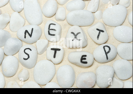 Il prossimo passo di parole sul gruppo di ciottoli Foto Stock