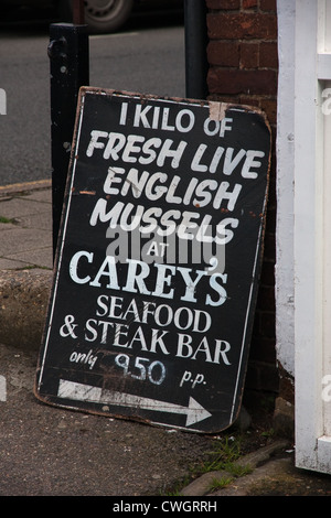 Cartello fuori Carey's Seafood & Steak Bar, segala Foto Stock