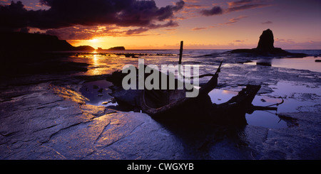 Il relitto dell'Admiral Von Tromp a Saltwick Bay Foto Stock