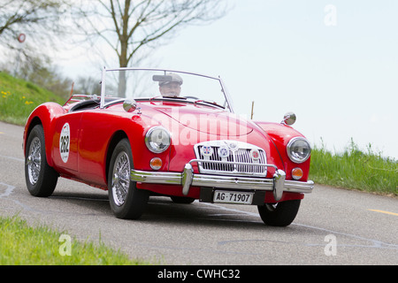 Auto d'epoca MG MGA 1600 dal 1959 al Grand Prix in Mutschellen, SUI il 29 aprile 2012. Foto Stock