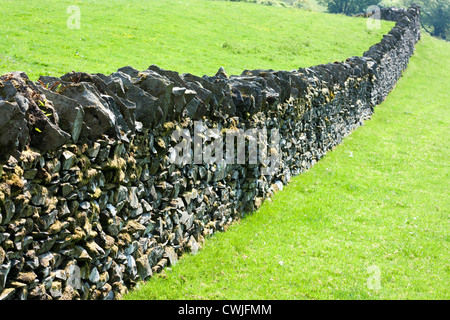 Asciugare la parete in pietra, Troutbeck, Lake District, Cumbria Foto Stock