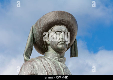 Enrico il Navigatore statua, Praça da Republica, Lagos, Algarve, PORTOGALLO Foto Stock