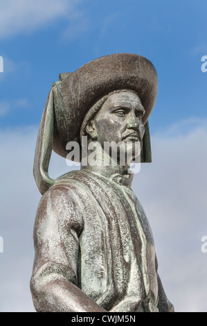 Enrico il Navigatore statua, Praça da Republica, Lagos, Algarve, PORTOGALLO Foto Stock