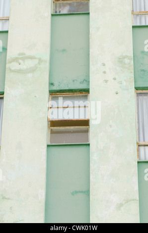 Storico Hotel Santa Clara con fori di proiettili dalla rivoluzione, Santa Clara, Cuba. Foto Stock