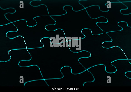 Fluro contorni di un puzzle in bianco e nero Foto Stock