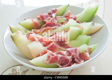 Il miele prosciutto di Parma e melone Foto Stock