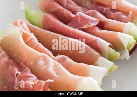 Il miele prosciutto di Parma e melone Foto Stock