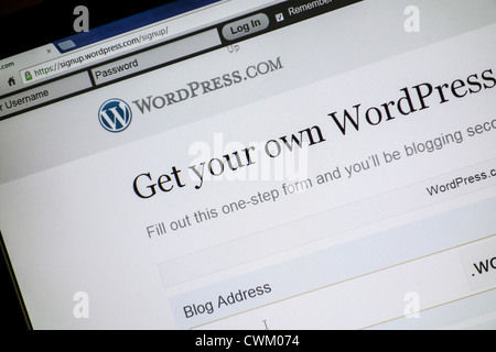 Sito web WordPress visualizzare sullo schermo del computer. WordPress è un libero e open source content management system Foto Stock