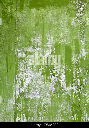 Vecchia dipinte di verde di lamiera di acciaio galvanizzato dettagliate texture di sfondo Foto Stock