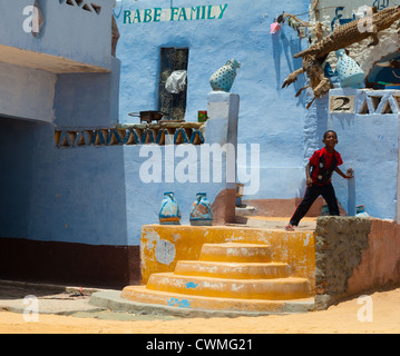 Gharb Soheil Nubian Village sulla sponda ovest del Nilo vicino a Aswan Egitto Foto Stock