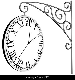 Impiccati orologio su sfondo bianco, astratto arte vettoriale illustrazione Foto Stock