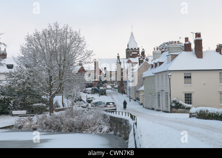 Neve in dicembre. Midhurst, West Sussex, Regno Unito. South Downs National Park. Foto Stock