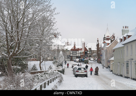 Neve in dicembre. Midhurst, West Sussex, Regno Unito. South Downs National Park. Foto Stock