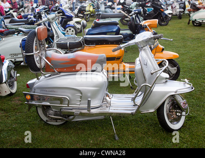 Righe di scooter parcheggiato a Ryde Esplanande International per Scooter Rally Isola di Wight Foto Stock