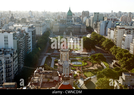 Vista su Plaza Congreso dall edificio Barolo, Buenos Aires, Argentina. Foto Stock