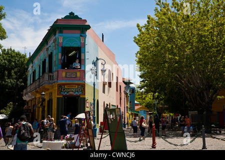 Case colorate su Caminito area a La Boca. Buenos Aires, Argentina Foto Stock