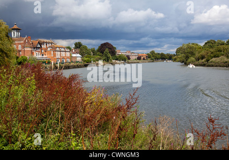 Visualizza in basso il Tamigi da Radnor Giardini in Strawberry Hill con Radnor House scuola indipendente sulla sinistra - Richmond - London REGNO UNITO Foto Stock