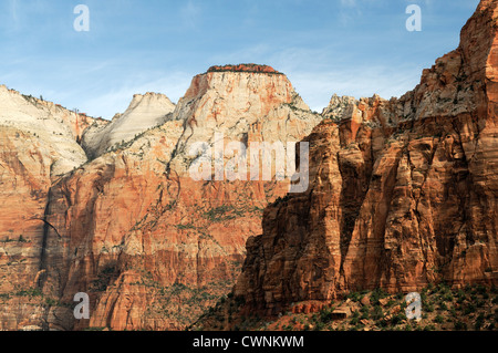 Torreggiante altezza alte scogliere di arenaria zion national park nello Utah Foto Stock