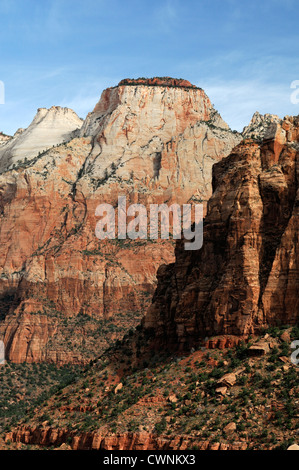 Torreggiante altezza alte scogliere di arenaria zion national park nello Utah Foto Stock