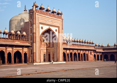 Jama Masjid Mosquée, Cour interna, Fatehpur Sikri, Uttar Pradesh, Inde Foto Stock