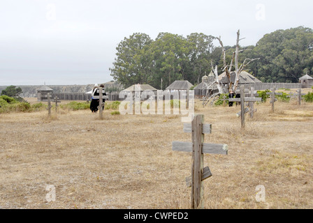 La Chiesa ortodossa russa la celebrazione del bicentenario a Fort Ross State Historic Park in California. Cimitero di coloni russi. Foto Stock