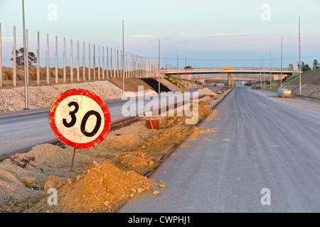 La costruzione di una nuova autostrada in Polonia. Foto Stock