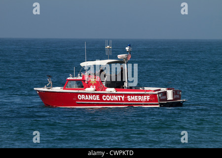 Orange County Sheriff reparti Harbour motovedetta pattugliano le acque costiere off Southern California Foto Stock