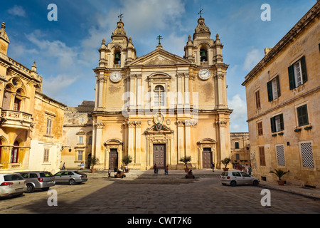 Cattedrale di San Paolo è una cattedrale cattolica romana nella città di Mdina, Malta Foto Stock