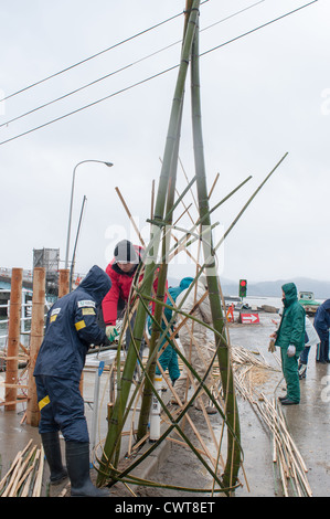 Onosaki, Ishinomaki, Giappone. Il villaggio di pescatori è stata completamente distrutta dal terremoto di tohoku e dallo tsunami. Foto Stock