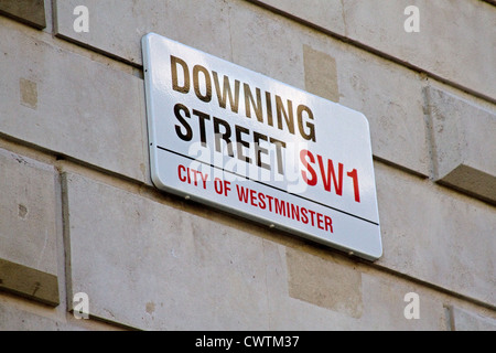 Downing Street SW1 City of Westminster strada segno Foto Stock