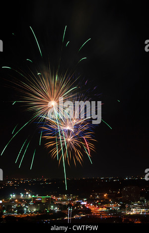 Il 4 luglio i fuochi d'artificio su Austin, Texas Foto Stock