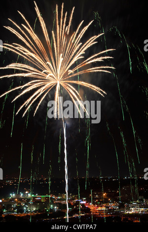 Il 4 luglio i fuochi d'artificio su Austin, Texas Foto Stock