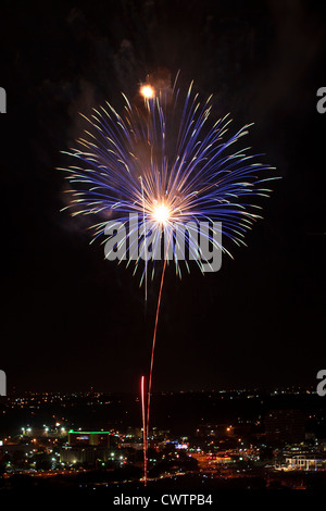 Il 4 luglio i fuochi d'artificio su Austin, Texas Foto Stock