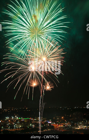 Il 4 luglio i fuochi d'artificio su Austin, Texas Foto Stock