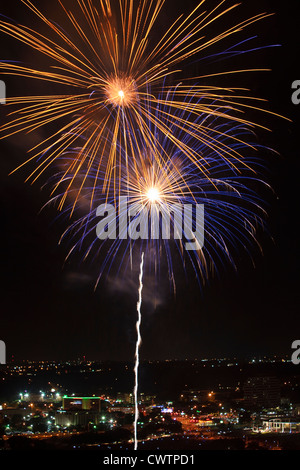 Il 4 luglio i fuochi d'artificio su Austin, Texas Foto Stock