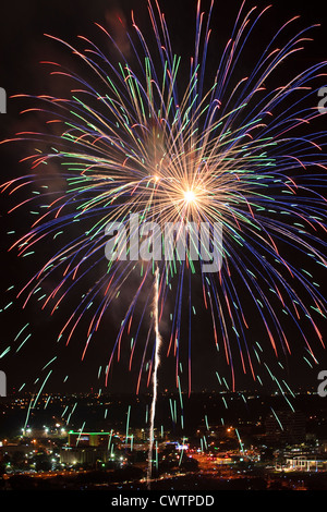 Il 4 luglio i fuochi d'artificio su Austin, Texas Foto Stock