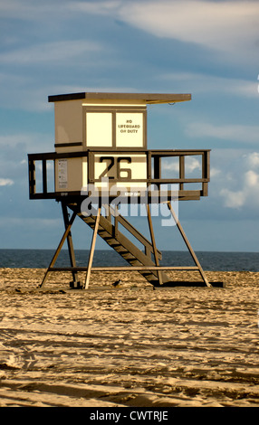 Immagine panoramica di Huntington Beach Lifeguard Tower Foto Stock