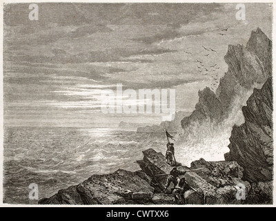 Bandiera americana sul bordo dell Oceano Artico Foto Stock