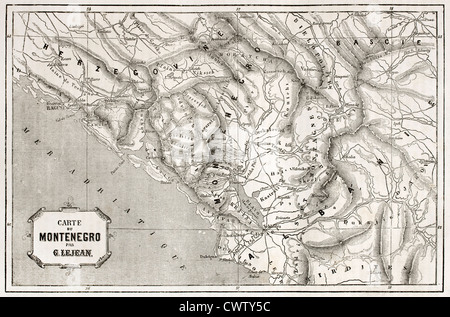 Mappa vecchia del Montenegro Foto Stock