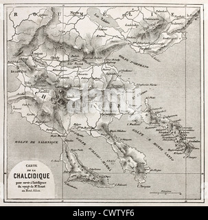 Chalkidiki mappa vecchia Foto Stock