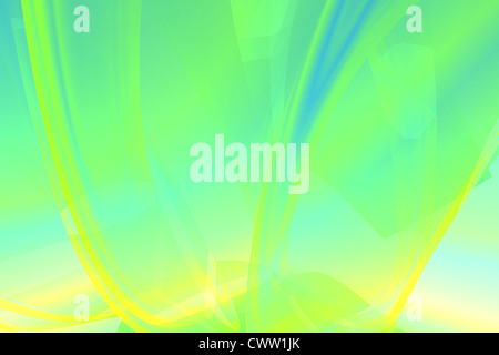 Abstract 3d sfondo con il giallo e il verde delle onde e linee Foto Stock