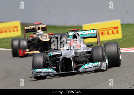 Michael Schumacher (Mercedes Benz F1) Gran Premio di Gran Bretagna a Silverstone nel Regno Unito. Formula Uno, F1 Foto Stock