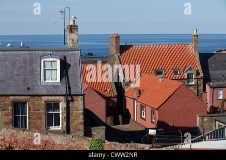 Dunbar, East Lothian, Scozia, Regno Unito east coast. Edifici tipici. Vista sul mare. Foto Stock