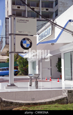 BMW Cubacar autonoleggio, Havana presi da Nacional de Cuba hotel, Vedado, Plaza, Ciudad de la Habana, Havana, Cuba. Foto Stock