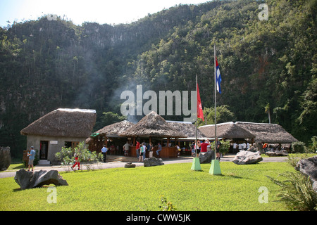 Mural de la Prehistoria, Vive La Aventura, Valle de Vinales, Valle de Vieales Valley, Pinar del Rio, Cuba Foto Stock