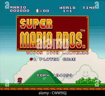 Video Games - Super Mario Bros schermata del titolo Foto Stock